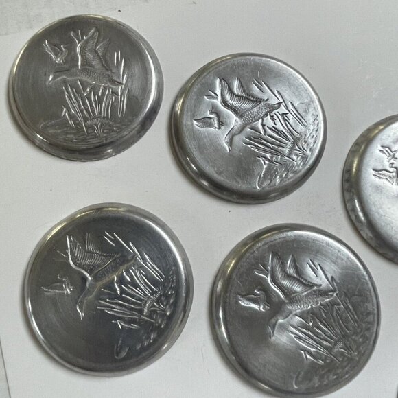 Metal Hand Forged Hammered Aluminum Coaster Mallard Ducks Set of 7 Bird Kitchen - Picture 12 of 12